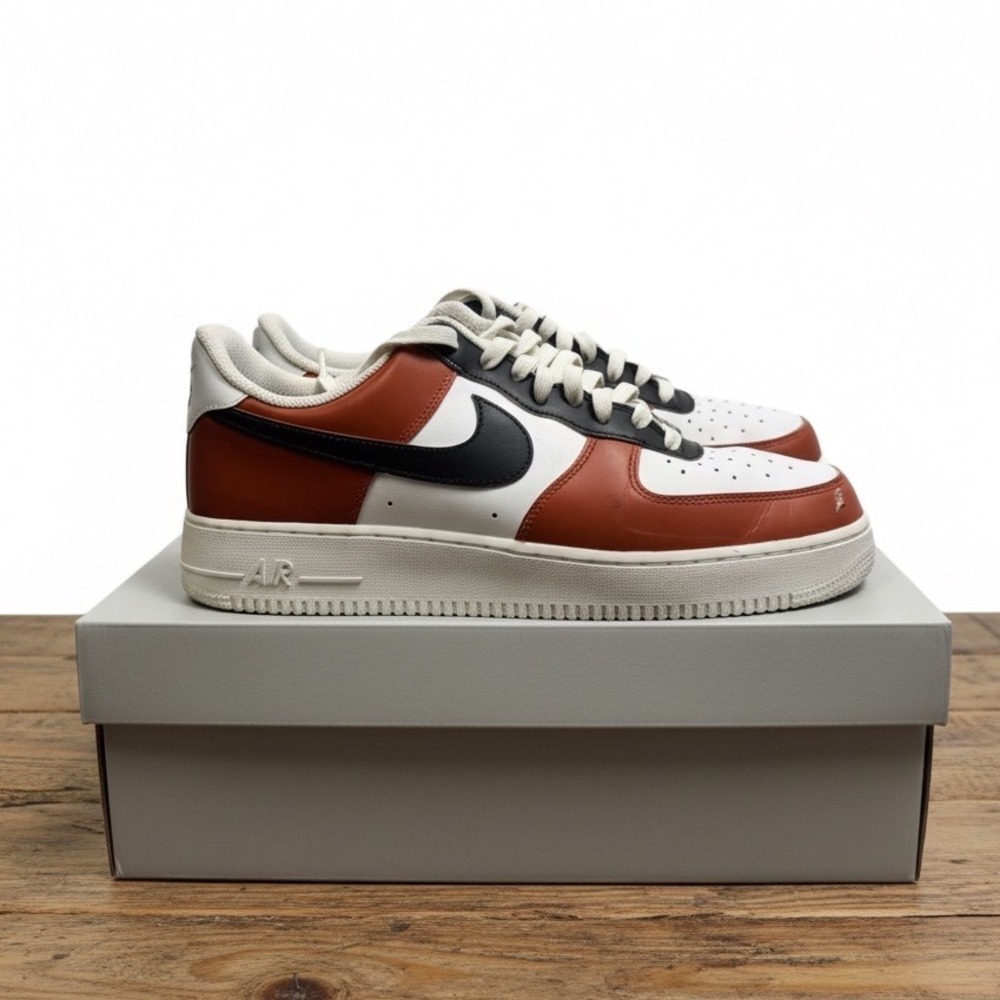 Nike Air Force 1 07 Low White Black Burnt Orange CW2288-111 Mens 12.5 Womens 14
